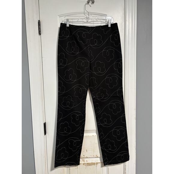 VTG Eric Spencer Wide Leg Flare Pants 10 Black Cloud Print Trousers - Picture 1 of 4